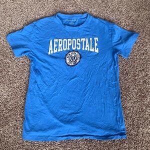 Y2K Aeropostale Blue and White Streetwear Tee